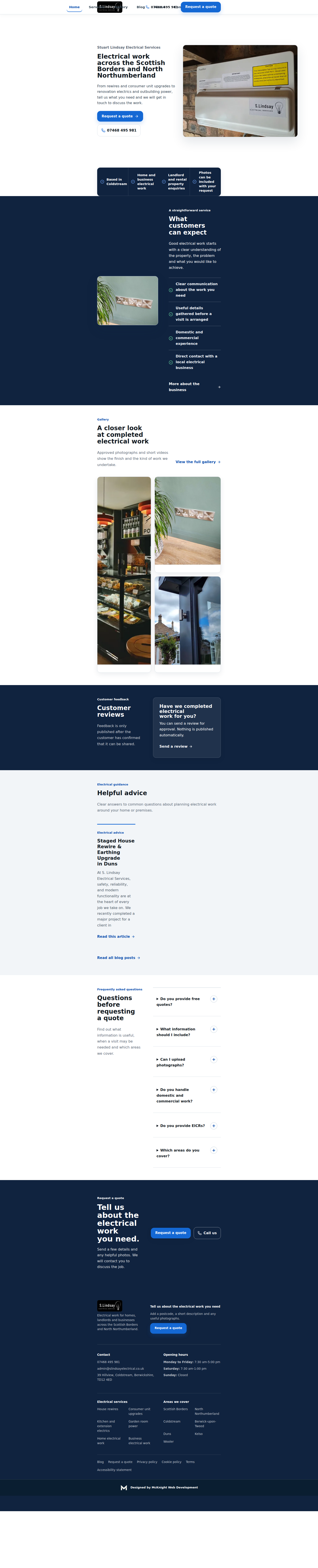 Stuart Lindsay Electrical homepage preview